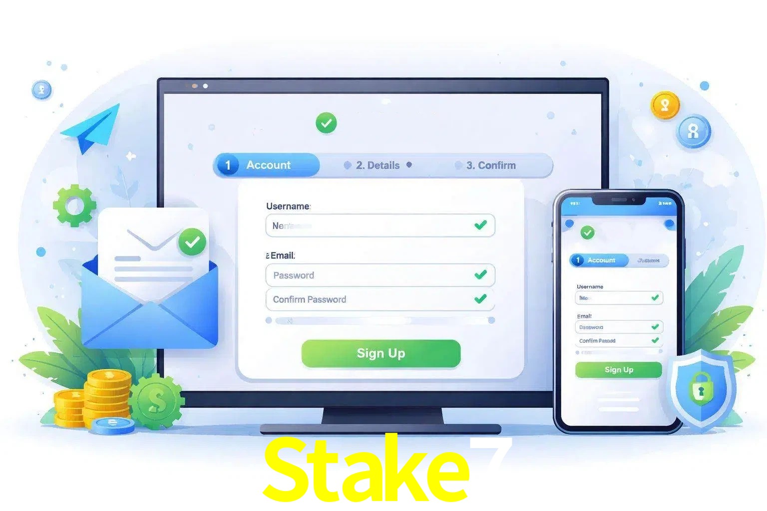 Registro de nuevo usuario y configuración de cuenta Stake7